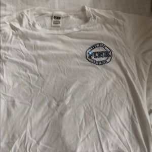 VS PINK T-SHIRT (white with blue sparkles)